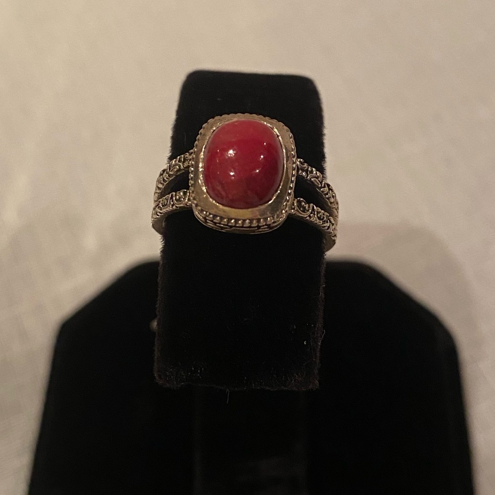 Red Stone Sterling Silver Ring
